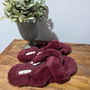 Madewell Crisscross Scuff Slippers in Faux Recycled Fur Size 9